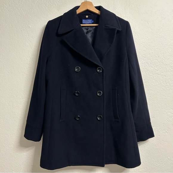 Pendleton Jackets & Blazers - Pendleton Double-Breasted Wool-Blend Navy Blue Peacoat, Size L